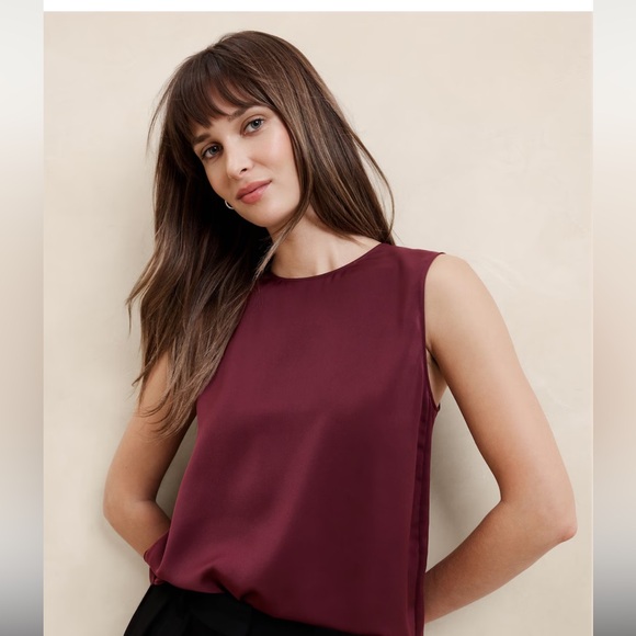 Banana Republic SHELL TANK small red cranberry NWT dress layers top business - Picture 1 of 13